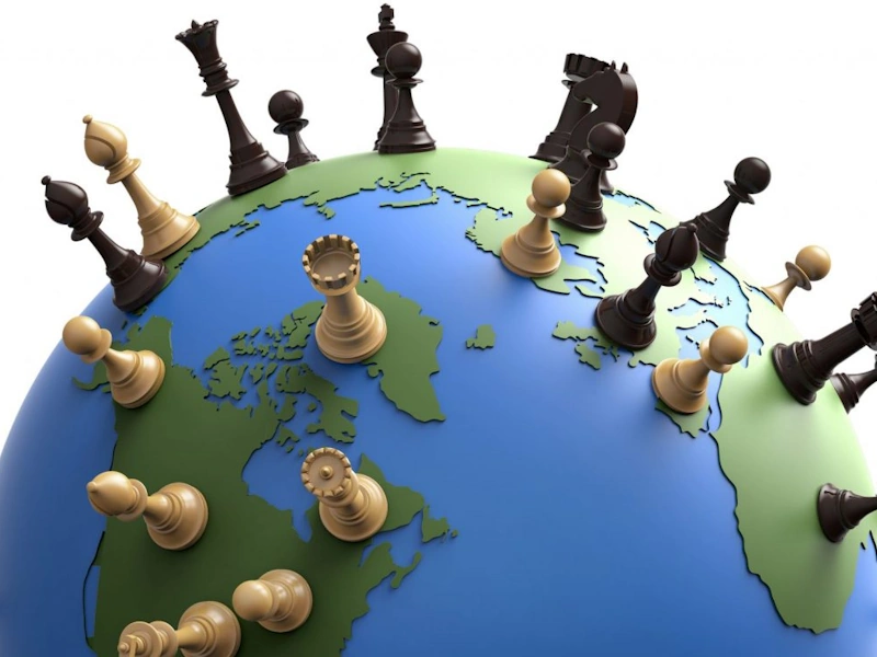 Geopolitics illustration with chess figures