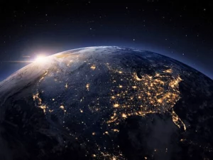 Earth with lights at night